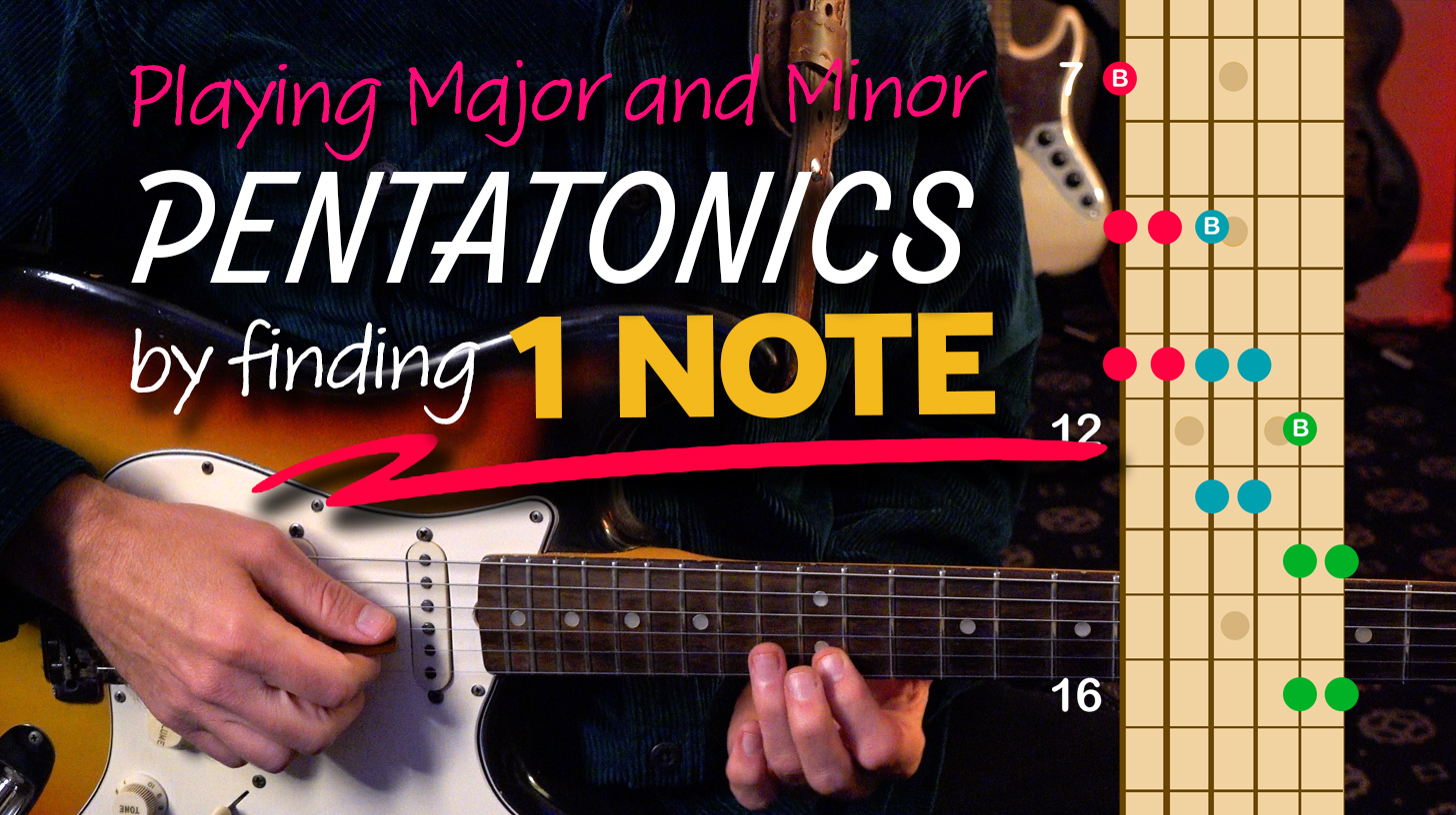 Find both Major & Minor Pentatonic Scales from a SINGLE NOTE! A different approach to the Pentatonics – Lesson ML121