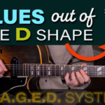 blues out of the D shape guitar lesson