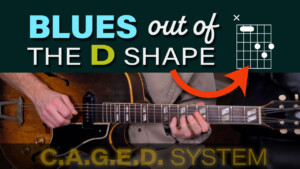blues out of the D shape guitar lesson