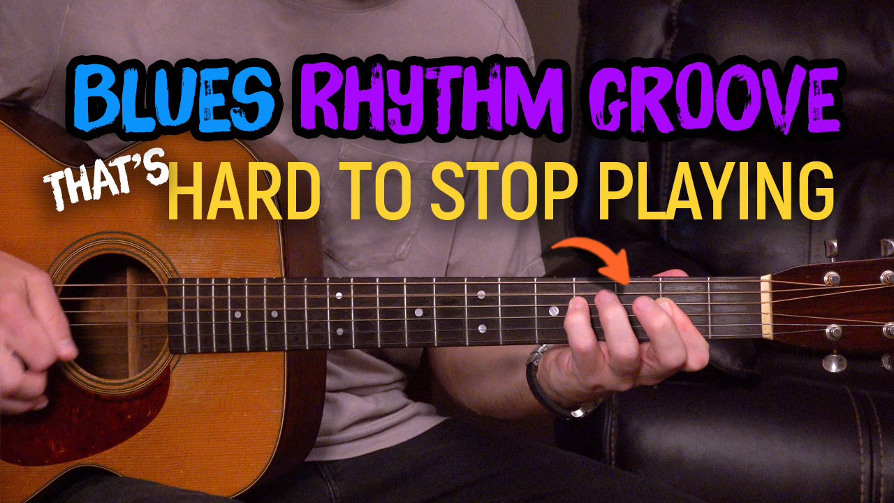 This Blues rhythm groove is hard to stop playing! Learn the strum pattern – Guitar Lesson ML152